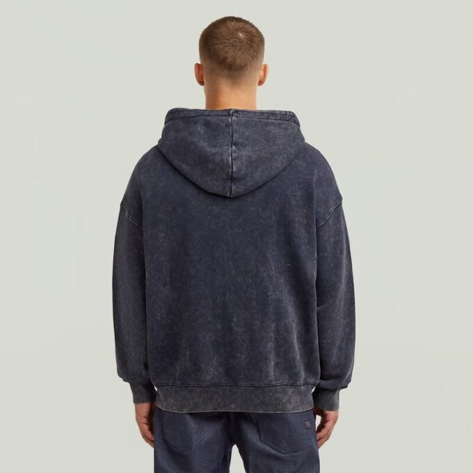Gewassen losse hoodie met volledige ritssluiting