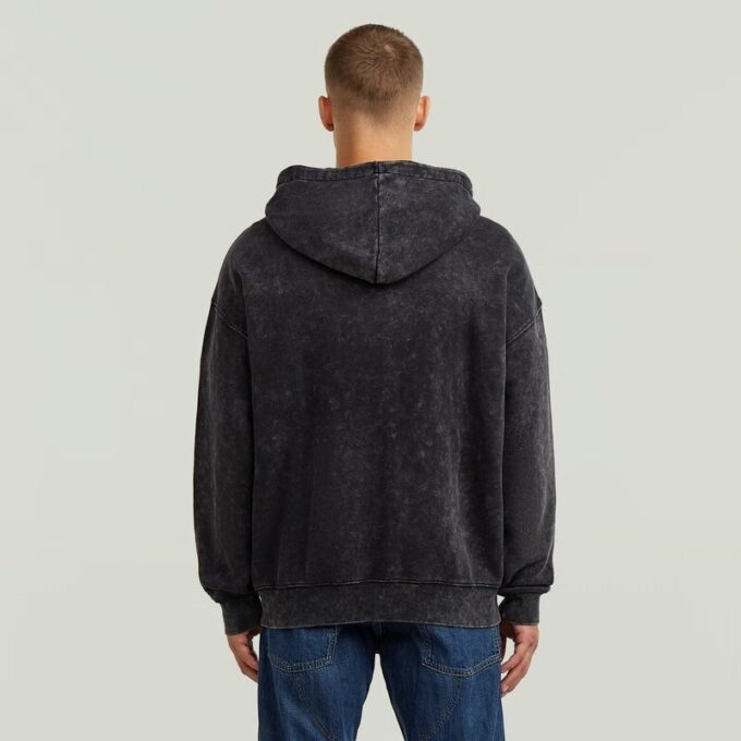 Gewassen losse hoodie met volledige ritssluiting