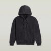 Gewassen losse hoodie met volledige ritssluiting