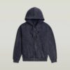 Gewassen losse hoodie met volledige ritssluiting