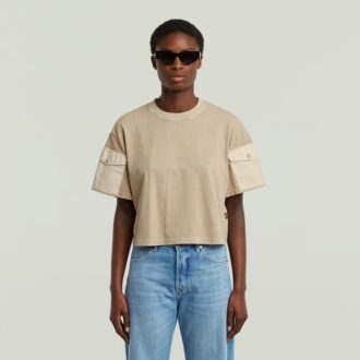 Gewassen mix boxy cropped T-shirt