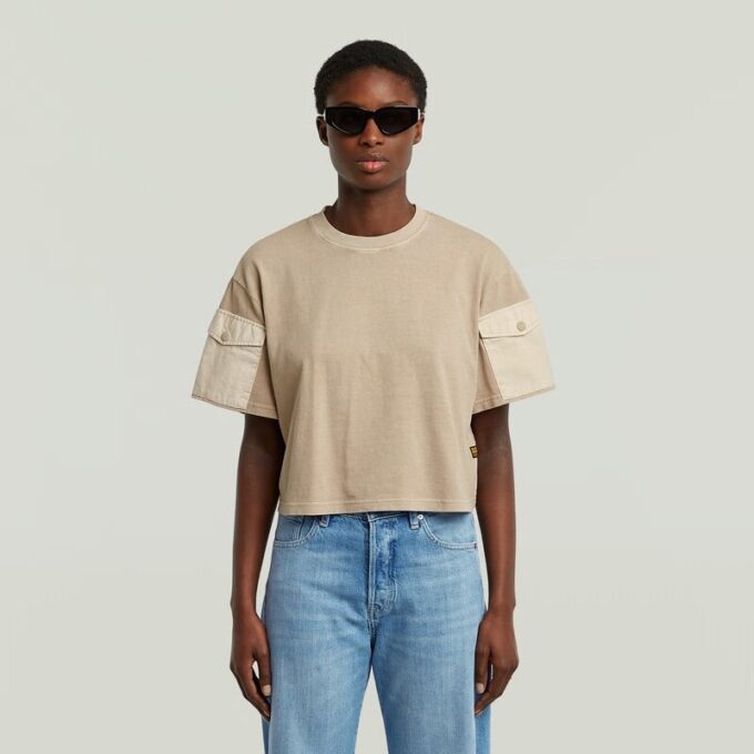 Gewassen mix boxy cropped T-shirt