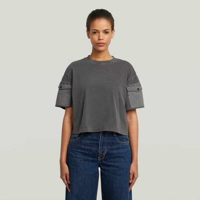 Gewassen mix boxy cropped T-shirt Gewassen mix boxy cropped T-shirt