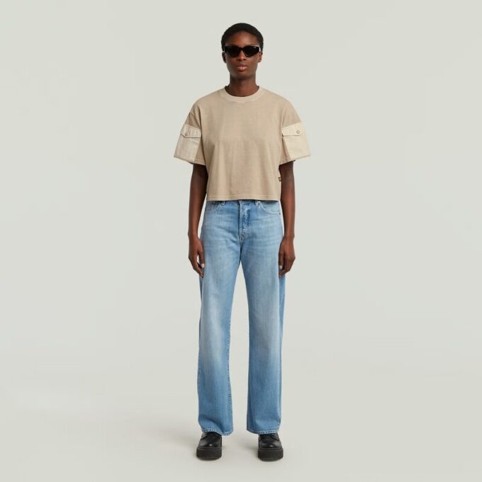 Gewassen mix boxy cropped T-shirt