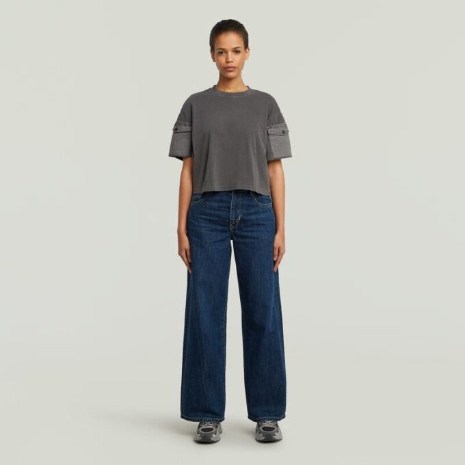 Gewassen mix boxy cropped T-shirt Gewassen mix boxy cropped T-shirt