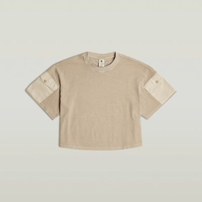 Gewassen mix boxy cropped T-shirt