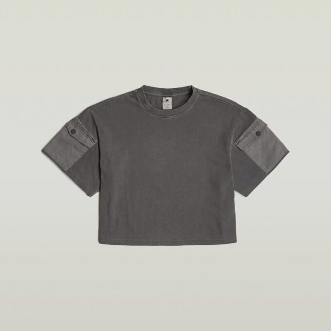 Gewassen mix boxy cropped T-shirt Gewassen mix boxy cropped T-shirt