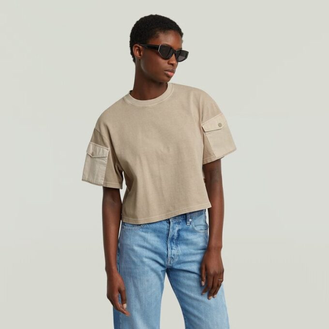 Gewassen mix boxy cropped T-shirt