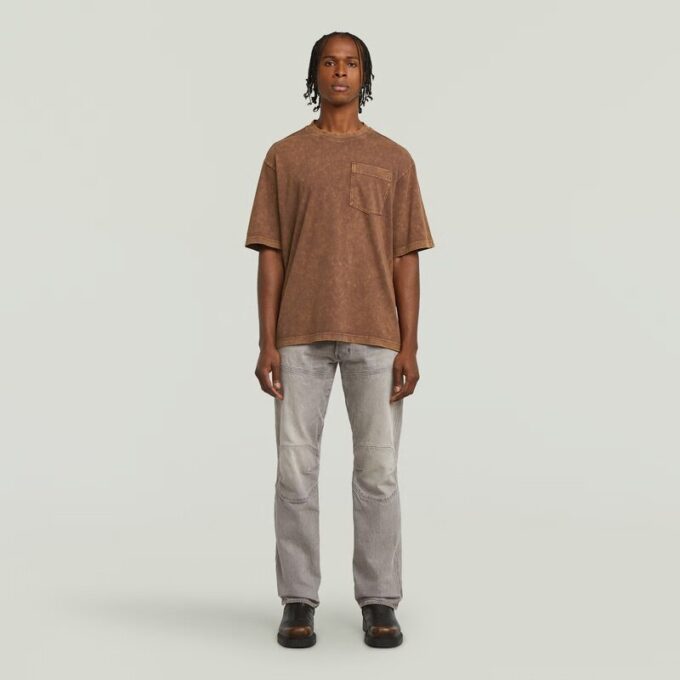 Gewassen T-shirt met zak Gewassen T-shirt met zak