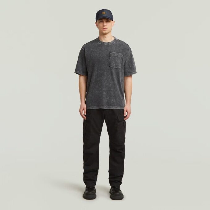 Gewassen T-shirt met zak Gewassen T-shirt met zak