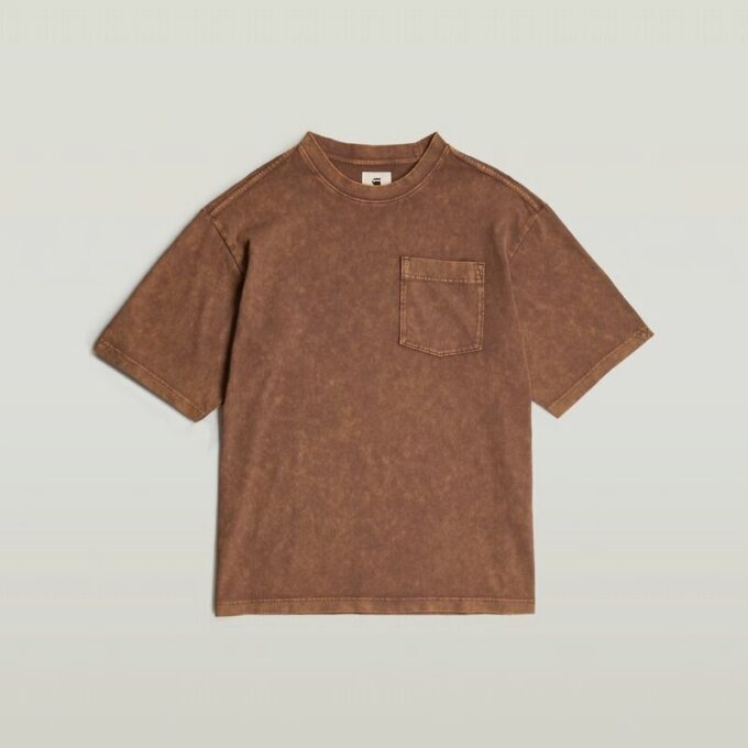 Gewassen T-shirt met zak Gewassen T-shirt met zak