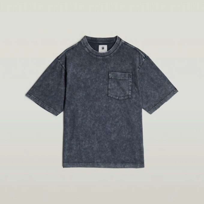 Gewassen T-shirt met zak Gewassen T-shirt met zak