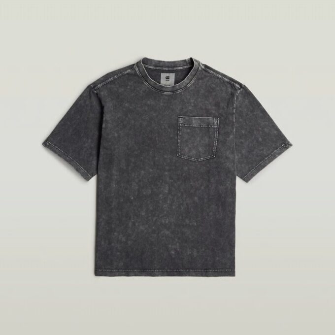 Gewassen T-shirt met zak Gewassen T-shirt met zak