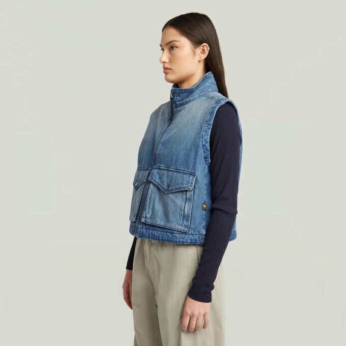 Gewatteerd vest met rits en 2 zakken
