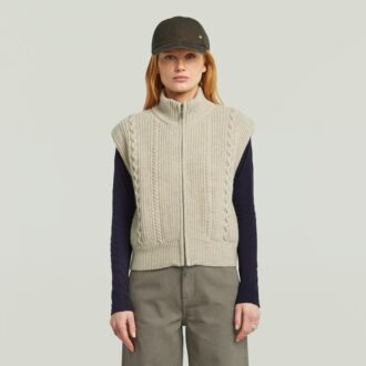 Kabelgebreid vest met volledige ritssluiting