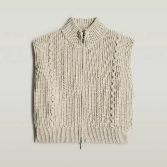Kabelgebreid vest met volledige ritssluiting Kabelgebreid vest met volledige ritssluiting
