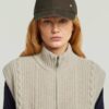 Kabelgebreid vest met volledige ritssluiting Kabelgebreid vest met volledige ritssluiting