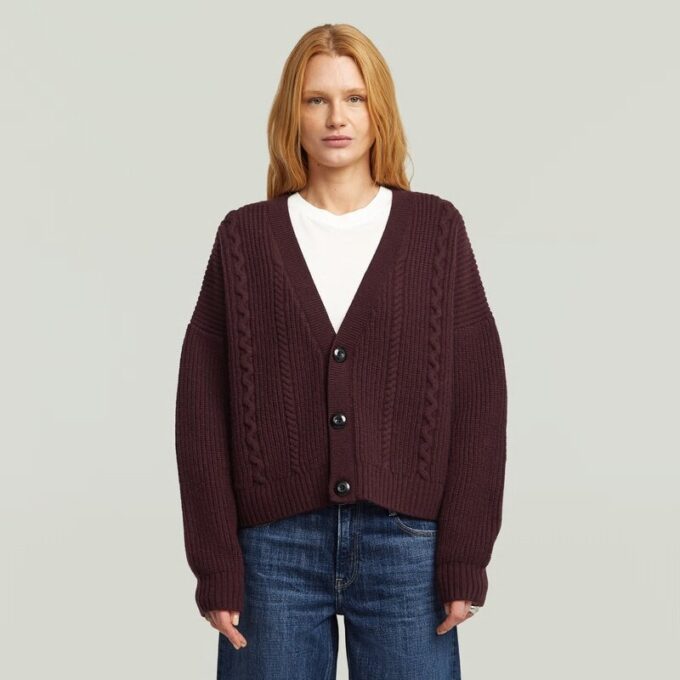 Kabelgebreide cropped cardigan Kabelgebreide cropped cardigan