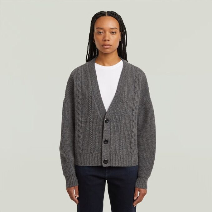 Kabelgebreide cropped cardigan Kabelgebreide cropped cardigan