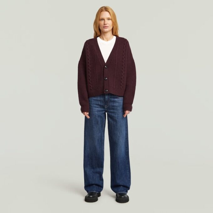 Kabelgebreide cropped cardigan Kabelgebreide cropped cardigan