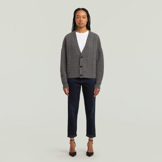 Kabelgebreide cropped cardigan Kabelgebreide cropped cardigan
