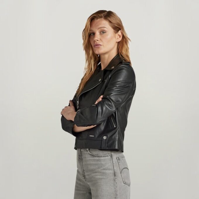 Leren bikerjack