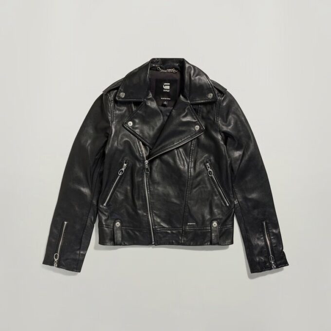 Leren bikerjack