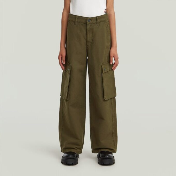 Meisjes hoge taille cargobroek