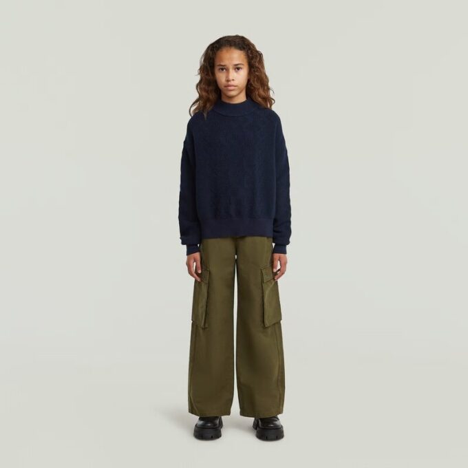 Meisjes hoge taille cargobroek