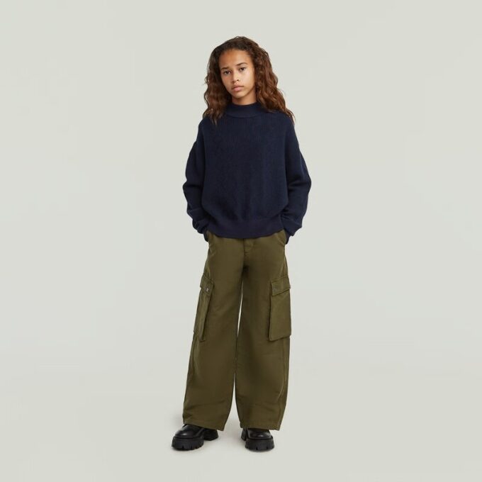 Meisjes hoge taille cargobroek