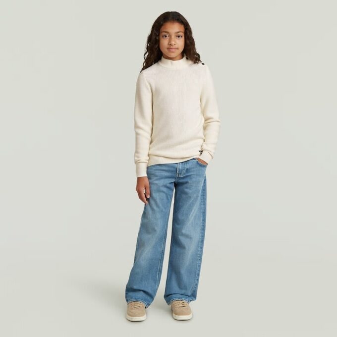 Meisjes ronde knoop gebreide cardigan