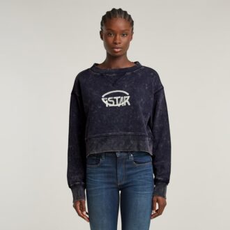 Overdyed Cropped Logo Losse Trui