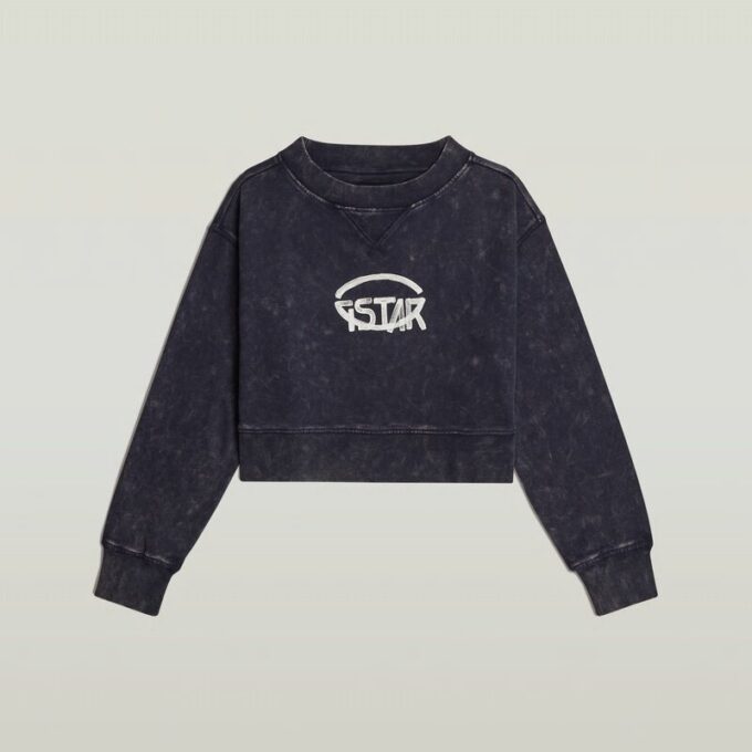 Overdyed Cropped Logo Losse Trui Overdyed Cropped Logo Losse Trui