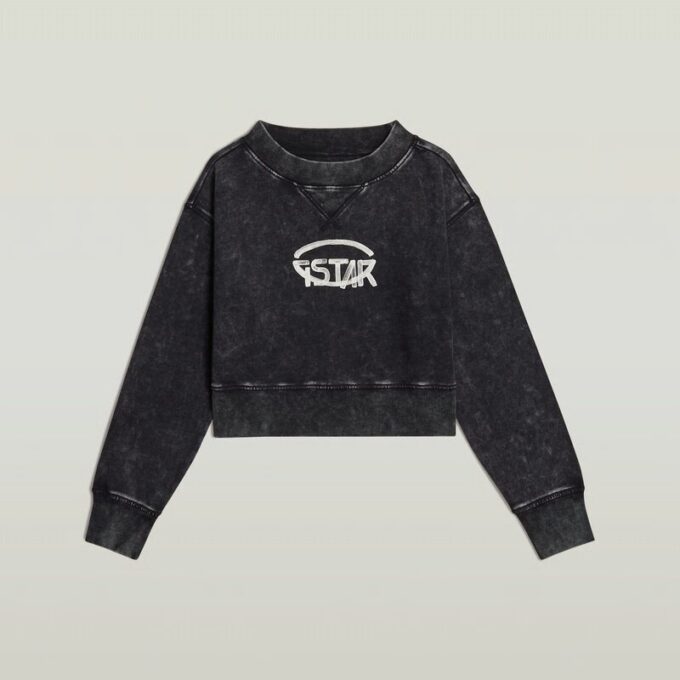 Overdyed Cropped Logo Losse Trui Overdyed Cropped Logo Losse Trui