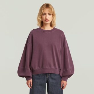 Overdyed trui met grote mouwen en oversized print