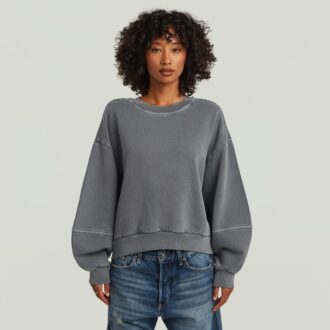Overdyed trui met grote mouwen en oversized print