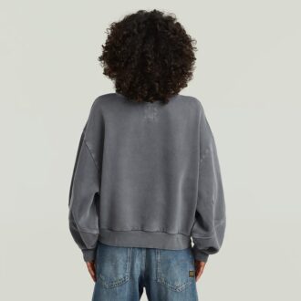 Overdyed trui met grote mouwen en oversized print