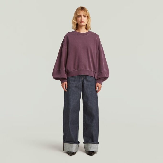 Overdyed trui met grote mouwen en oversized print Overdyed trui met grote mouwen en oversized print
