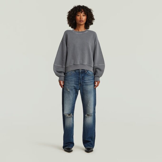 Overdyed trui met grote mouwen en oversized print Overdyed trui met grote mouwen en oversized print