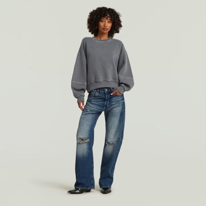 Overdyed trui met grote mouwen en oversized print Overdyed trui met grote mouwen en oversized print