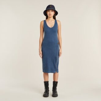 Overgeverfde asymmetrische jurk met rits