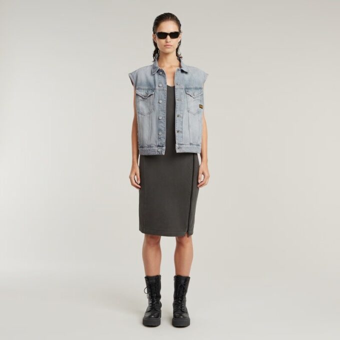 Overgeverfde asymmetrische jurk met rits Overgeverfde asymmetrische jurk met rits