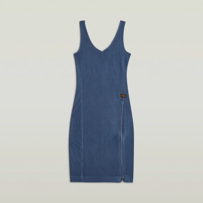 Overgeverfde asymmetrische jurk met rits Overgeverfde asymmetrische jurk met rits