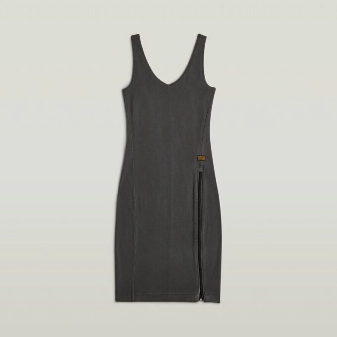 Overgeverfde asymmetrische jurk met rits Overgeverfde asymmetrische jurk met rits