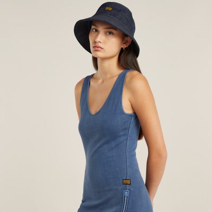 Overgeverfde asymmetrische jurk met rits Overgeverfde asymmetrische jurk met rits
