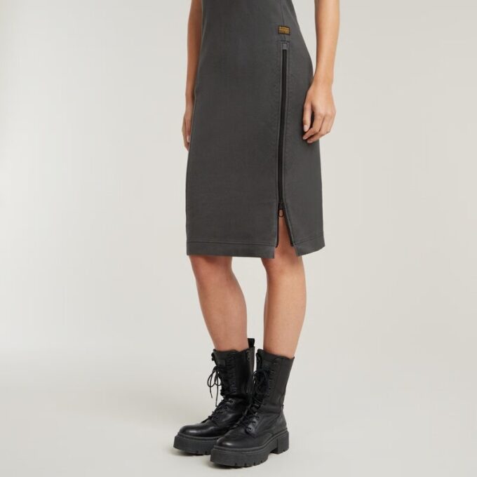 Overgeverfde asymmetrische jurk met rits Overgeverfde asymmetrische jurk met rits