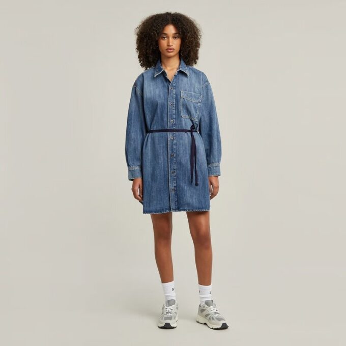 Oversized denimjurk met riem Oversized denimjurk met riem