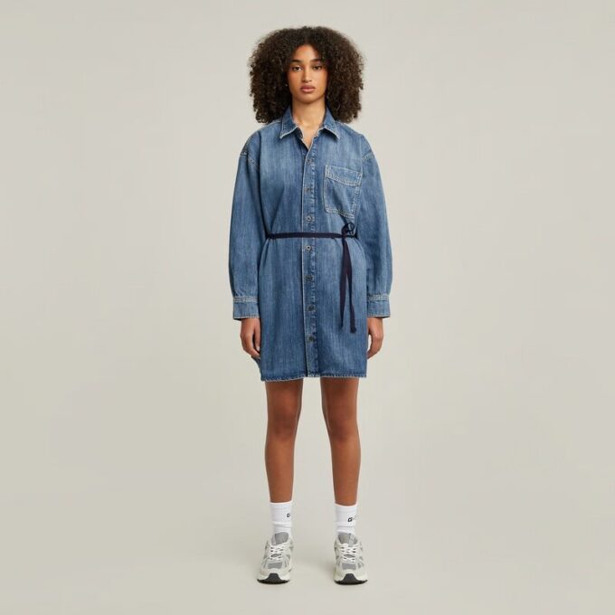 Oversized denimjurk met riem Oversized denimjurk met riem