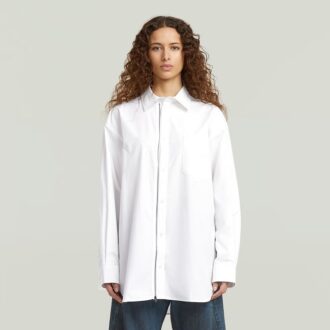 Oversized Poplin Shirt met Rits