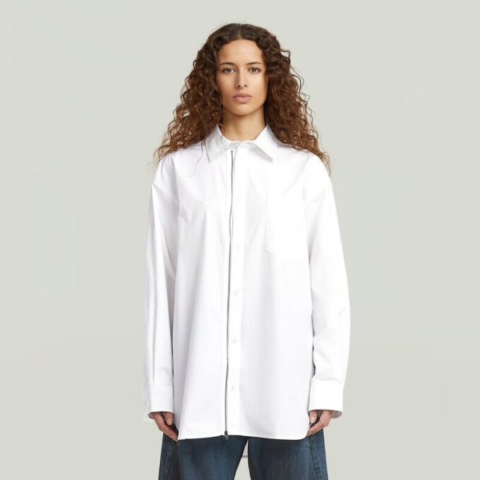 Oversized Poplin Shirt met Rits